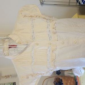 Women's cream lightweight Divided button down shirt XS